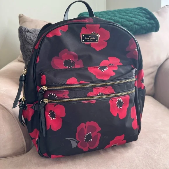 Kate Spade Wilson Road Poppy backpack larger size - needs TLC - Picture 3 of 16
